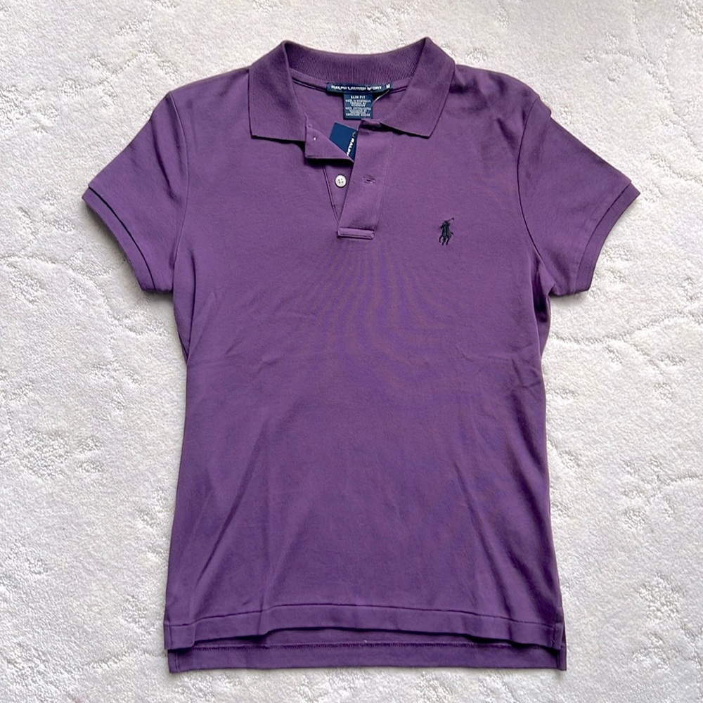 NWT Purple Ralph Lauren Polo Short Sleeve Shirt w/BLACK Embroidered Pony Logo